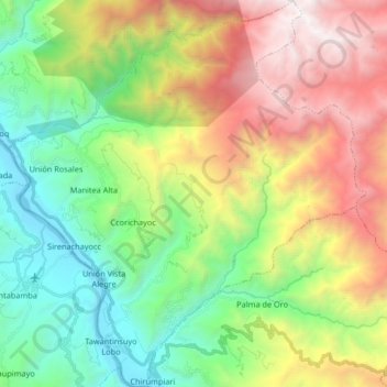 Mapa topográfico Manitea, altitud, relieve