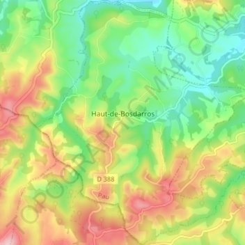 Mapa topográfico Haut-de-Bosdarros, altitud, relieve