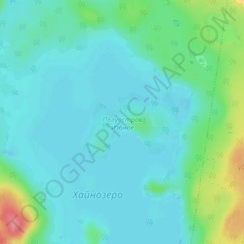 Mapa topográfico Полуостров Избное, altitud, relieve