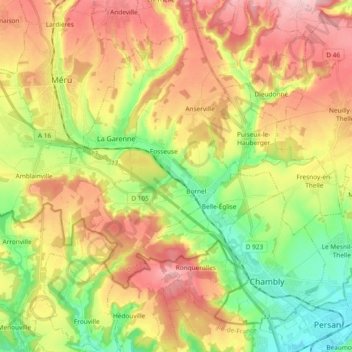 Mapa topográfico L'Esches, altitud, relieve