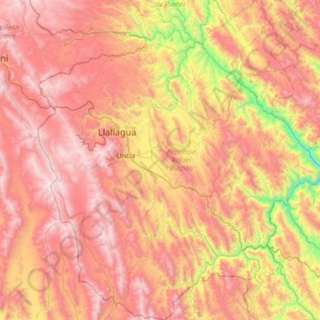 Mapa topográfico Provincia Rafael Bustillo, altitud, relieve
