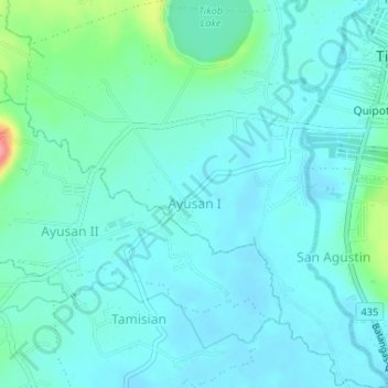 Mapa topográfico Ayusan I, altitud, relieve