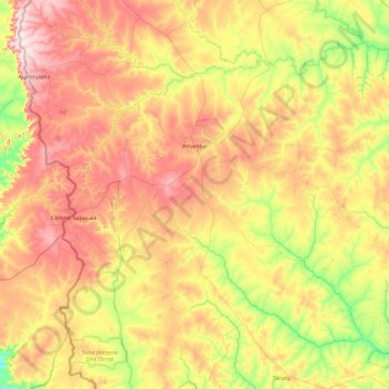 Mapa topográfico Amambai, altitud, relieve