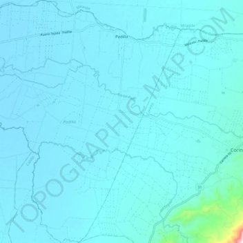 Mapa topográfico Padilla, altitud, relieve