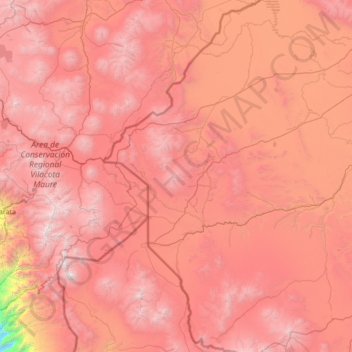 Mapa topográfico Río Mauri, altitud, relieve
