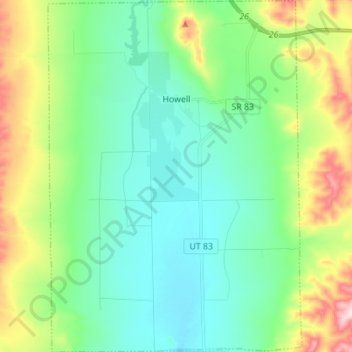 Mapa topográfico Howell, altitud, relieve