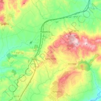 Mapa topográfico Santa Ninfa, altitud, relieve