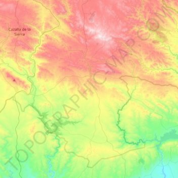 Mapa topográfico Constantina, altitud, relieve