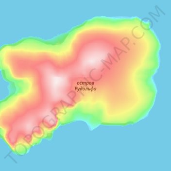 Mapa topográfico остров Рудольфа, altitud, relieve