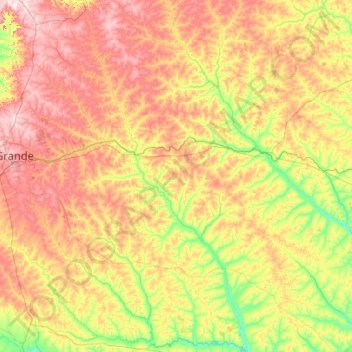 Mapa topográfico Ribas do Rio Pardo, altitud, relieve