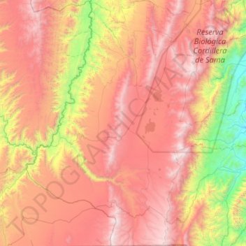 Mapa topográfico Municipio Yunchará, altitud, relieve