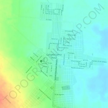 Mapa topográfico Colonia Santa Rosa, altitud, relieve