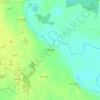 Mapa topográfico Рахманово, altitud, relieve