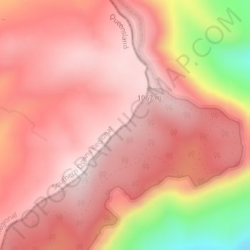 Mapa topográfico Great Dividing Range, altitud, relieve