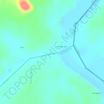 Mapa topográfico Río Yata, altitud, relieve
