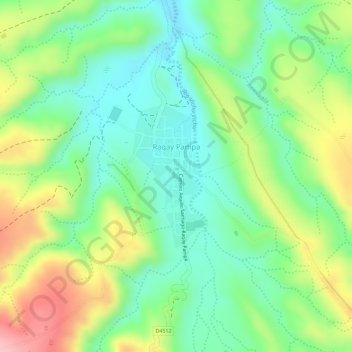 Mapa topográfico Raqay Pampa, altitud, relieve