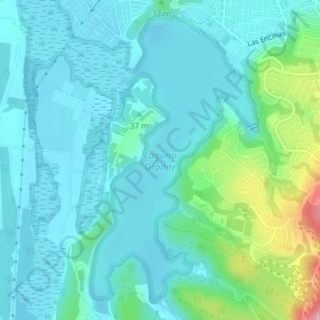 Mapa topográfico Laguna Grande, altitud, relieve