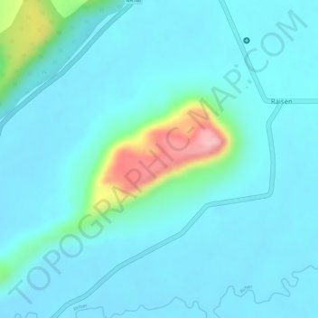 Mapa topográfico Raisen Fort, altitud, relieve