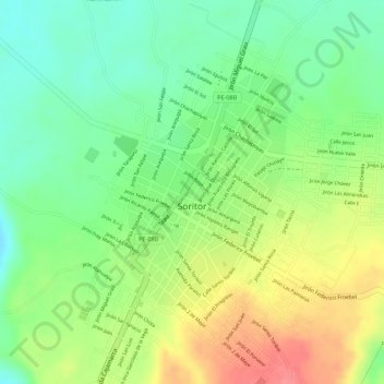 Mapa topográfico Soritor, altitud, relieve