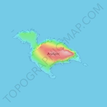 Mapa topográfico Anydros, altitud, relieve