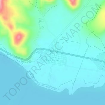 Mapa topográfico Chua Cocani, altitud, relieve