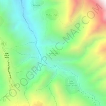 Mapa topográfico Kasapata, altitud, relieve