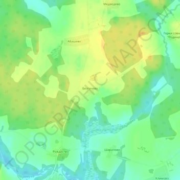 Mapa topográfico Безгачево, altitud, relieve