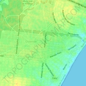 Mapa topográfico Plaza Bolivia, altitud, relieve