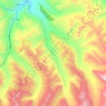 Mapa topográfico Cayara, altitud, relieve