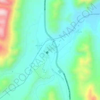 Mapa topográfico Cazon, altitud, relieve