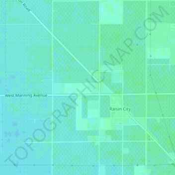 Mapa topográfico Raisin City, altitud, relieve