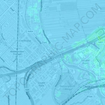 Mapa topográfico Ringvaart van de Zuidplaspolder, altitud, relieve