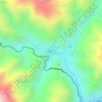 Mapa topográfico Chuquihuta, altitud, relieve