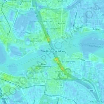 Mapa topográfico Nieuwe Maas, altitud, relieve