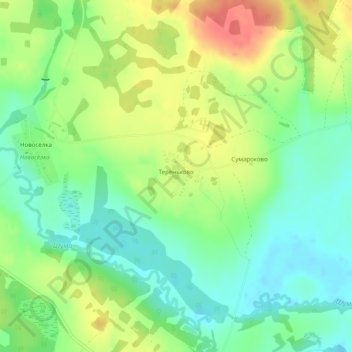 Mapa topográfico Тереньково, altitud, relieve