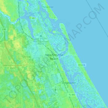 Mapa Topografico New Smyrna Beach Altitud Relieve