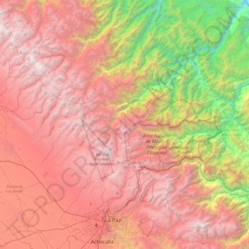 Mapa topográfico La Paz, altitud, relieve