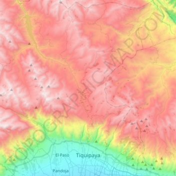 Mapa topográfico Tiquipaya, altitud, relieve